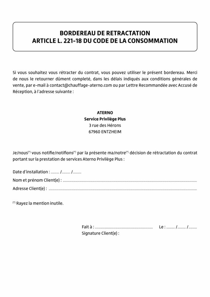 bordereau de retractation aterno privilege plus