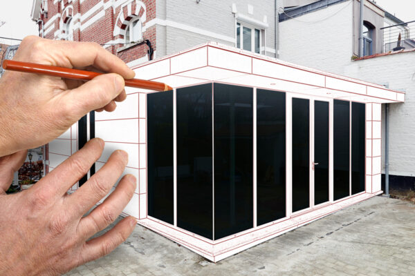 dessin d'une nouvelle extension moderne d'une maison